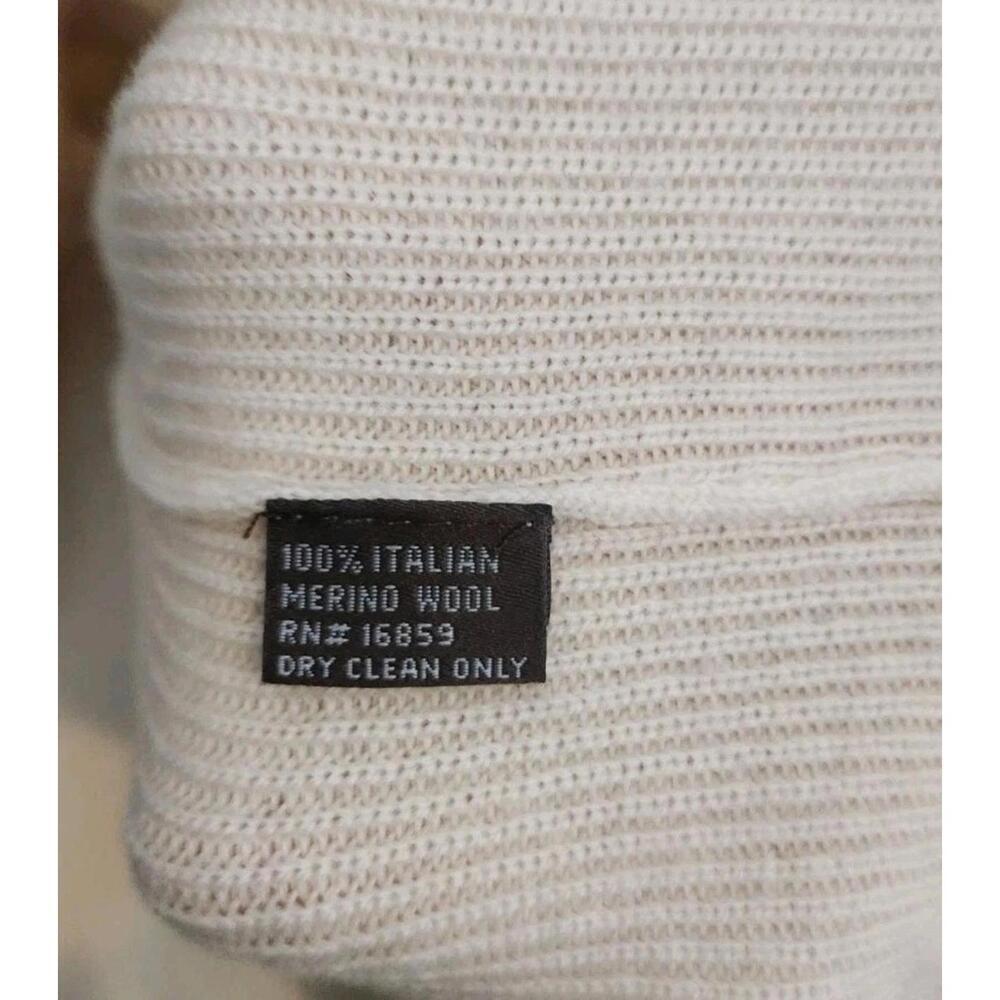 J. McLAUGHLIN Natural Italian Merino Wool Ribbed Ruffle Sleeve Sweater Womens S - Picture 7 of 7